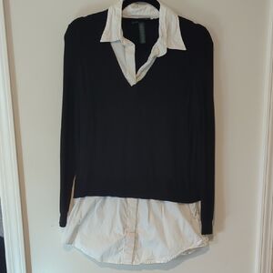 Ralph Lauren One Piece Black and White Layered Button Down Shirt